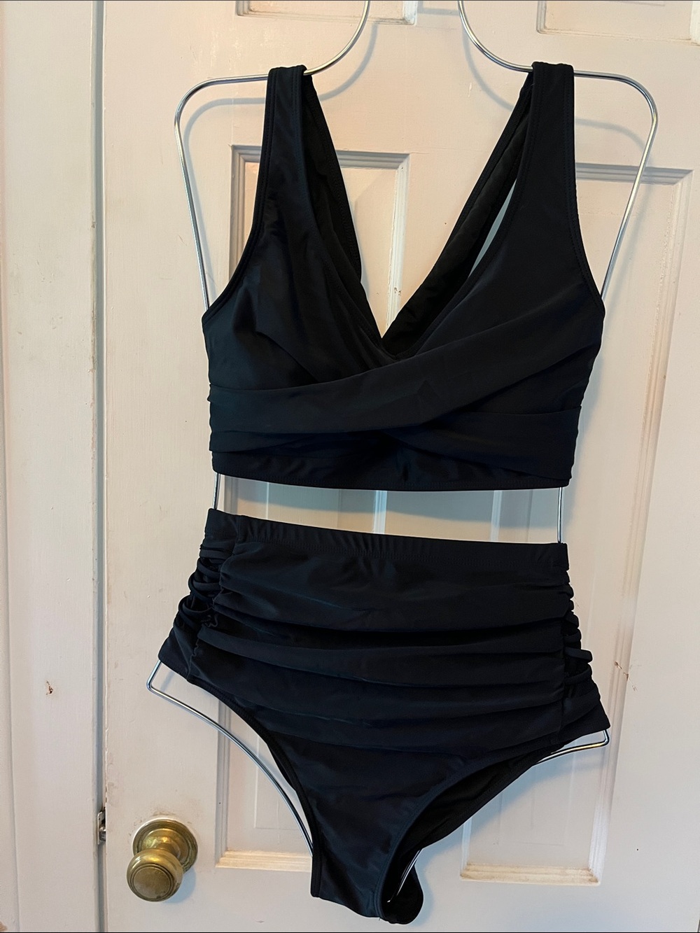 Source Unknown Black Ruched High-Waist Bikini Set